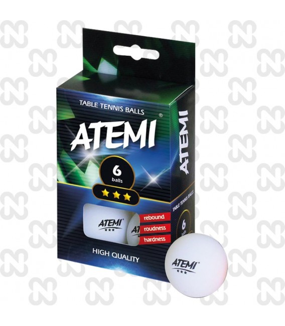 PALLINE PING PONG ATEMI '3STARS' BIANCHE - SET DI 6