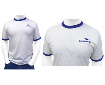 T-SHIRT LONGONI BIANCO CON PROFILI BLU ROYAL COTONE 100%-TAGLIA XL