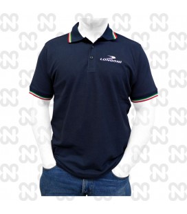 POLO LONGONI BLU IN PIQUET RAGAZZO COTONE 100%-TAGLIA L (9-11 ANNI)